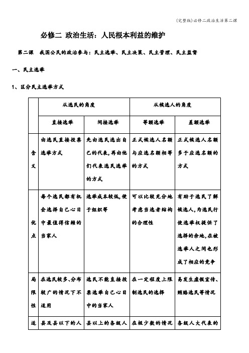 (完整版)必修二政治生活第二课