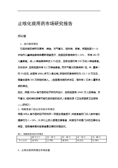 止咳化痰用药场研究报告