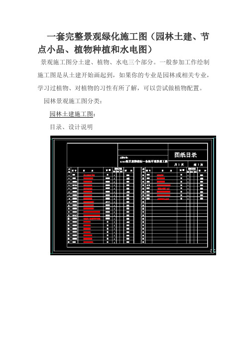 一套完整园林景观绿化施工图(园林土建、节点小品、植物种植和水电图)