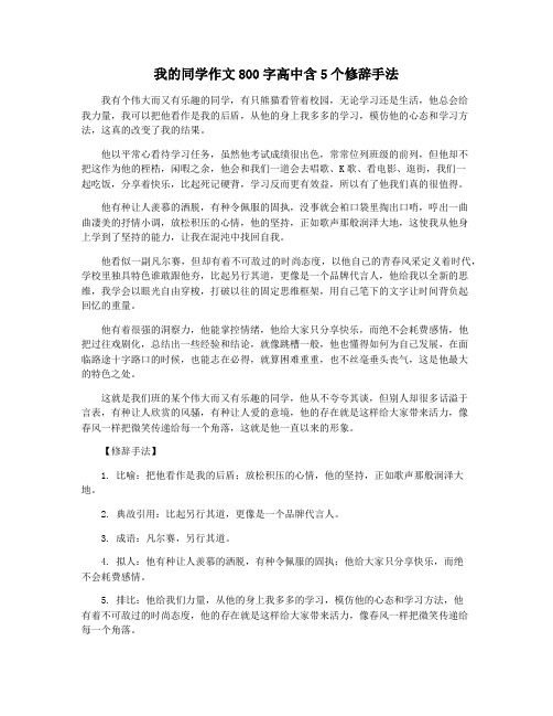 我的同学作文800字高中含5个修辞手法