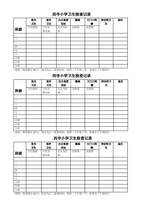 西寺小学卫生检查记录