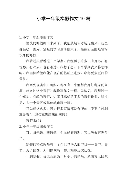 小学一年级寒假作文10篇