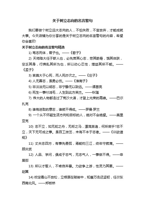 关于树立志向的名言警句