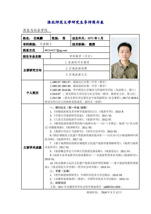 淮北师范大学研究生导师简介表