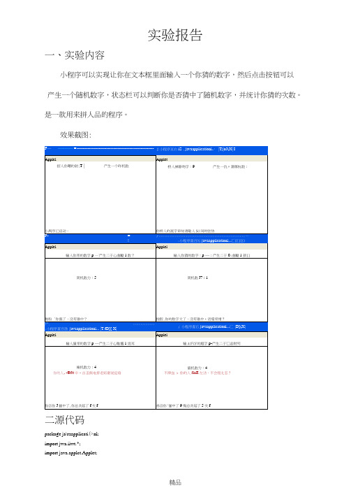 java小程序试验报告