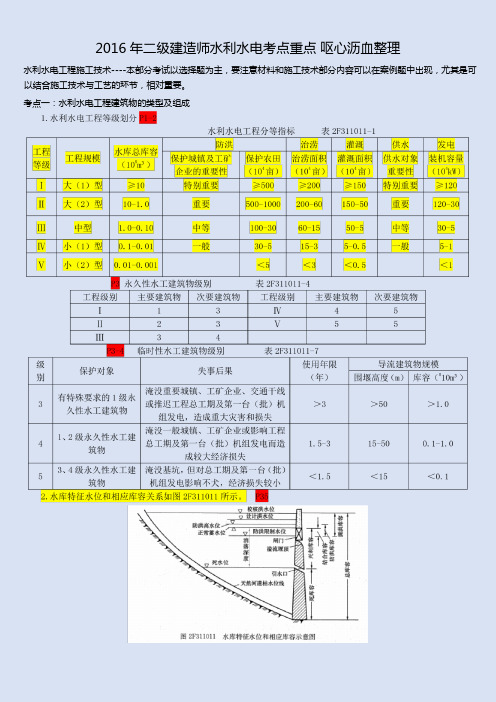 2016年二级建造师水利水电考点重点 呕心沥血整理