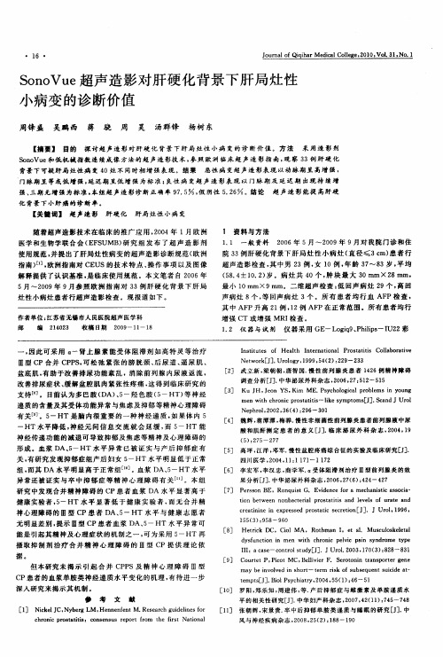 SonoVue超声造影对肝硬化背景下肝局灶性小病变的诊断价值