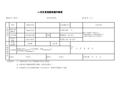 xx市生育保险待遇申报表打印版--