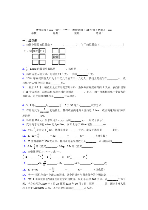 数学小升初填空题专项练习阶段练习(专题培优)(1)