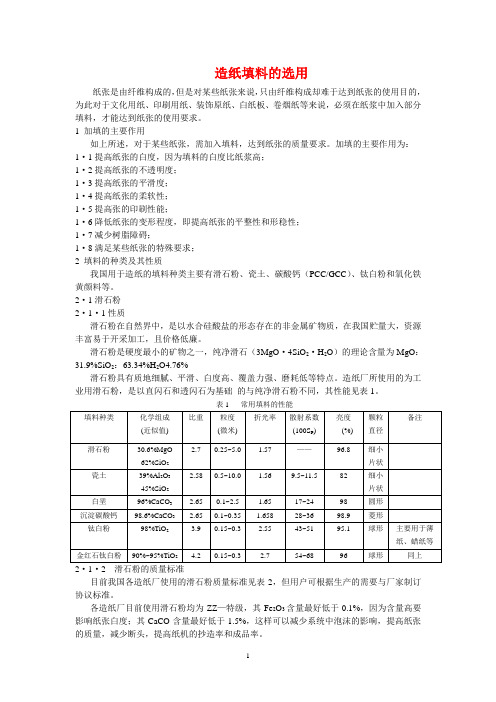 造纸填料的选用