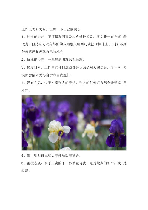 工作压力好大呀,反思一下自己的缺点