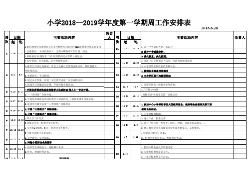 小学秋季学期周工作安排