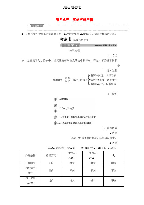 精选高考化学一轮复习专题8水溶液中的离子平衡5第四单元沉淀溶解平衡教案