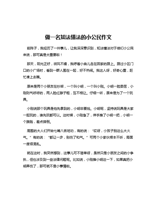 做一名知法懂法的小公民作文