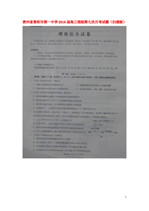 贵州省贵阳市第一中学高三理综第七次月考试题(扫描版)