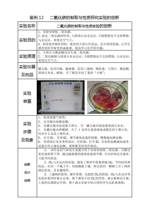 案例12   二氧化碳的制取与性质探究实验的创新