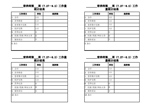 营养师周工作量统计表