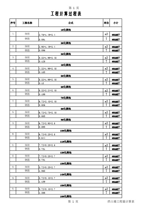 化粪池钢筋砼工程量计算表