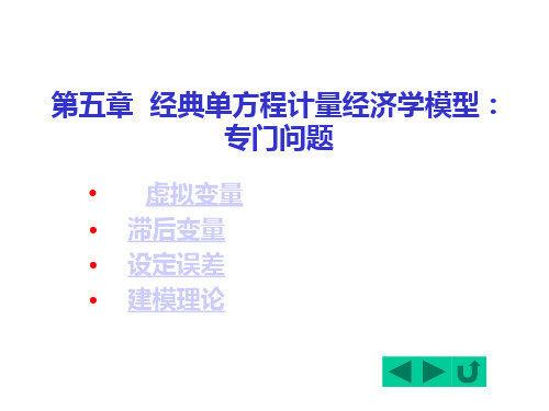 计量经济学课件5 经典单方程计量经济学模型：专门问题(新)