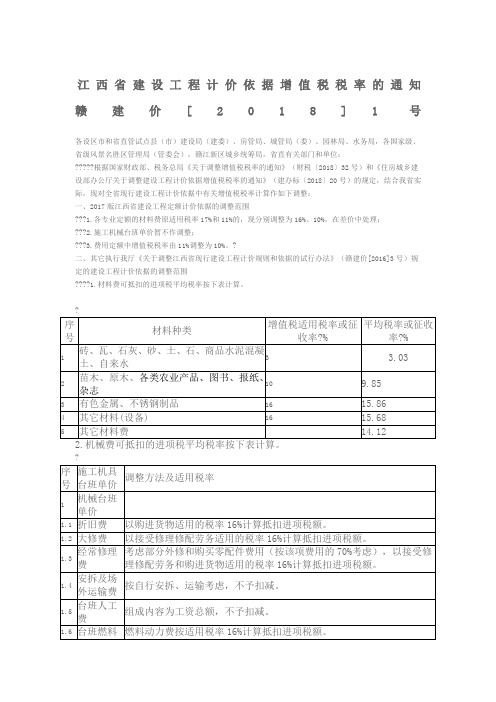 赣建价2018年1号文