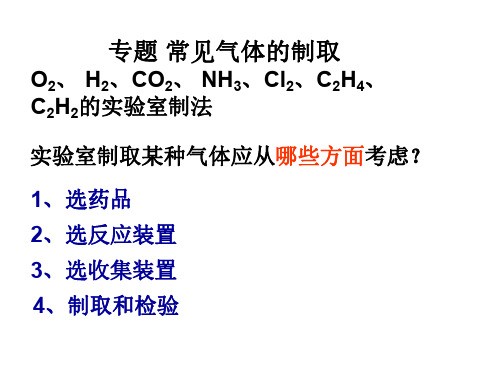 高一化学常见气体的制备和检验