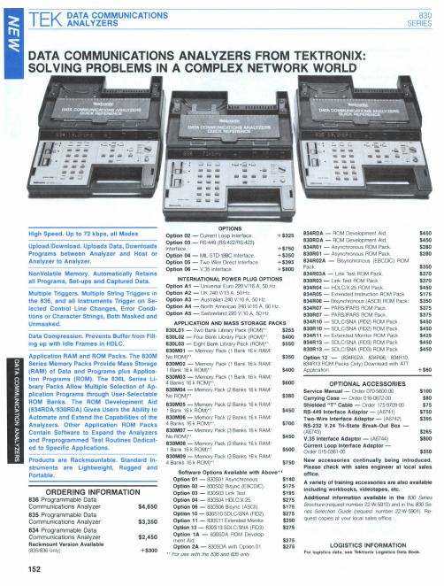 TEKTRONIX 数据通信分析仪 830系列产品说明书