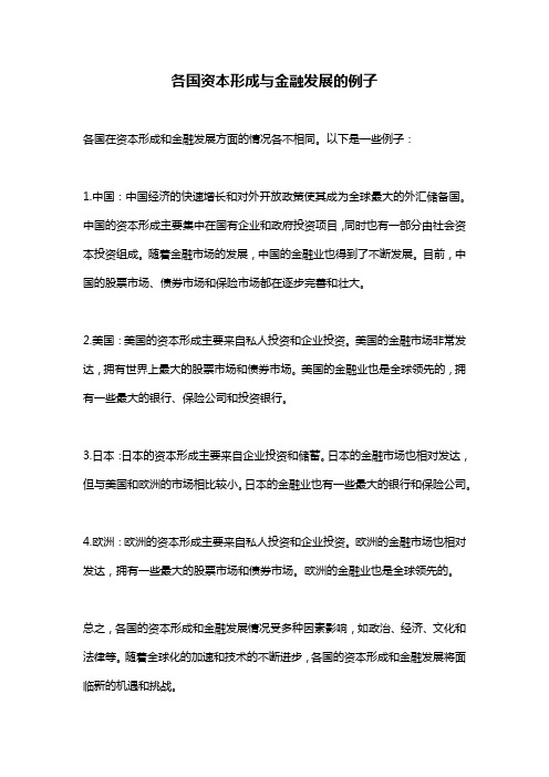 各国资本形成与金融发展的例子