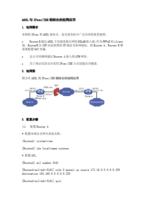 ADSL与IPsec IKE相结合的组网应用(广泛应用)