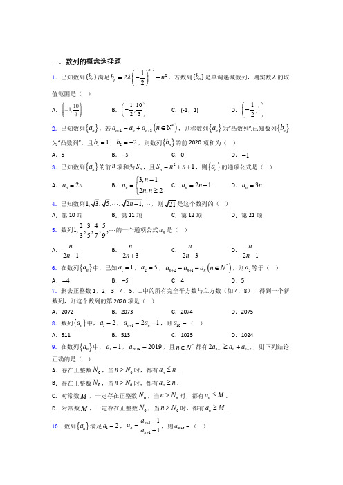 山东省济宁实验中学高三数学数列的概念测试题百度文库