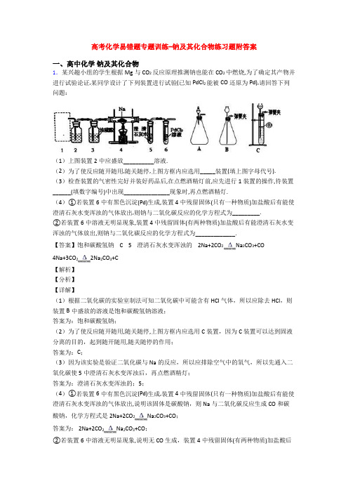 高考化学易错题专题训练-钠及其化合物练习题附答案