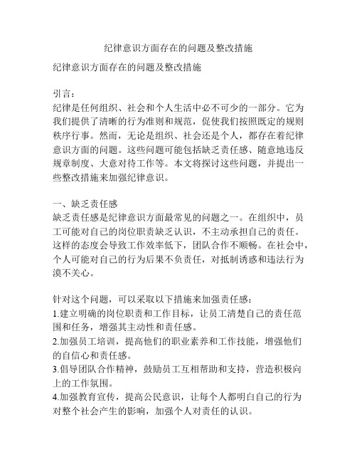 纪律意识方面存在的问题及整改措施