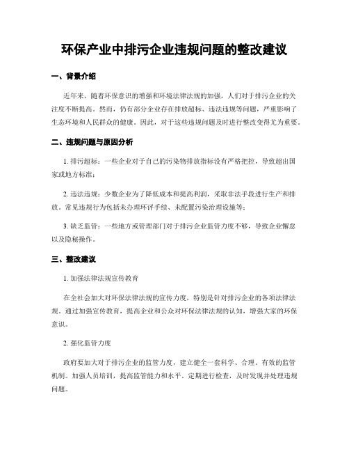 环保产业中排污企业违规问题的整改建议