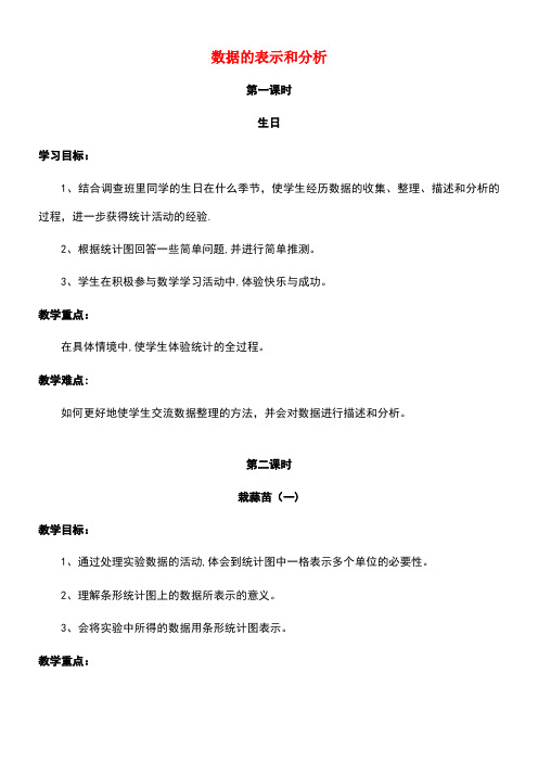 近年年春四年级数学下册第六单元数据的表示和分析教材分析教案设计北师大版(最新整理)