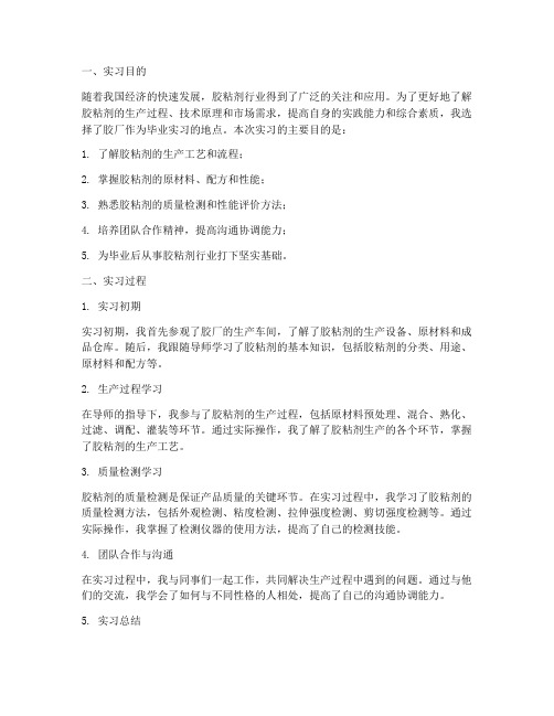 关于胶厂的毕业实习报告