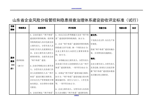 安全生产双体系验收标准