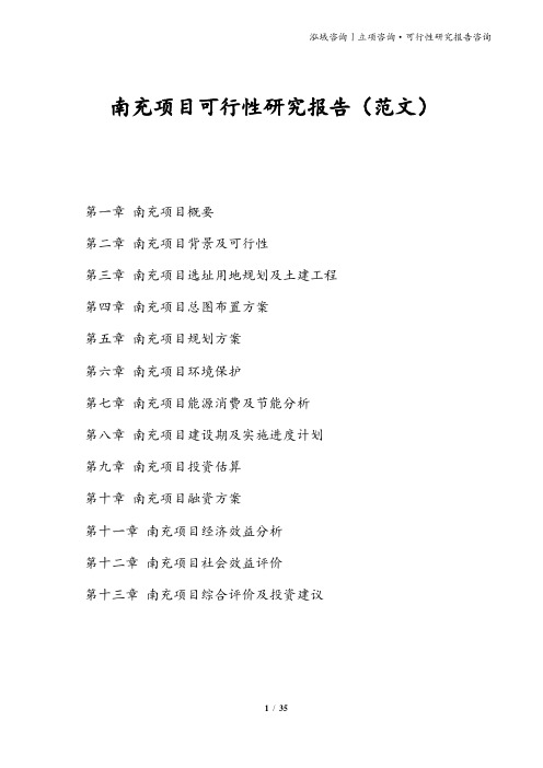 南充项目可行性研究报告(范文)