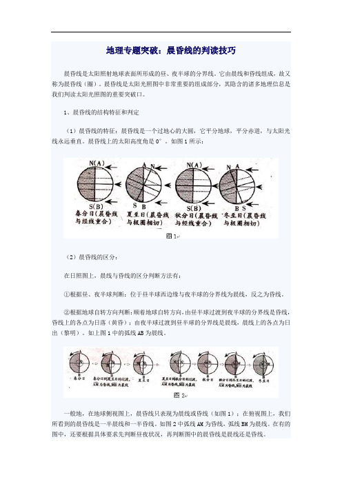 晨昏线的判读技巧