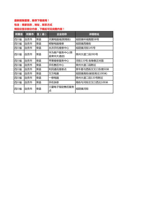 新版四川省自贡市荣县数码维修企业公司商家户名录单联系方式地址大全11家