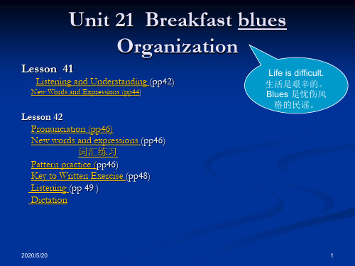 新概念青少版1b unit 21 Breakfast blues课件