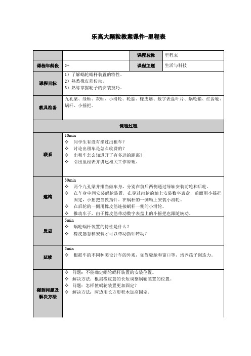 乐高大颗粒教案课件-里程表