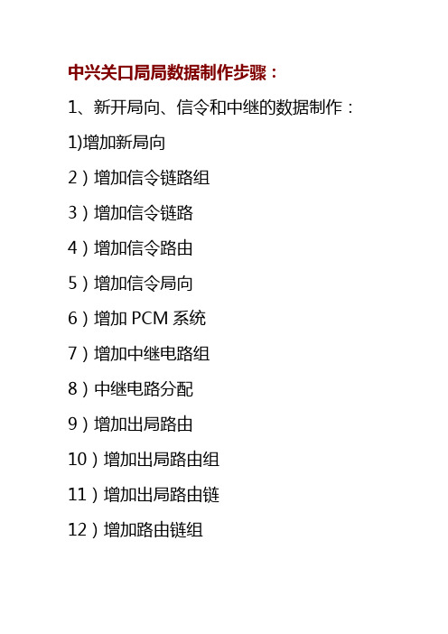 中兴关口局数据制作步骤及指令