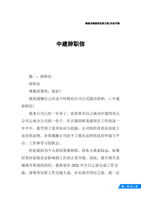 中建辞职信
