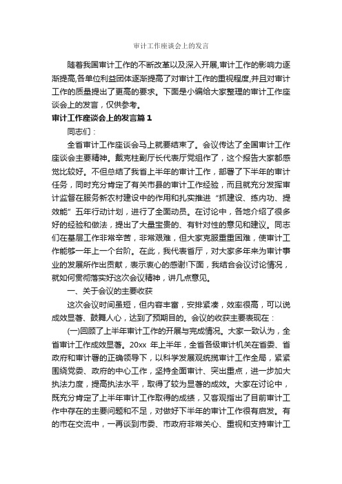 审计工作座谈会上的发言_发言稿_