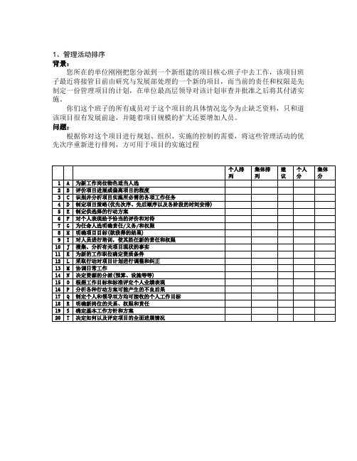 项目管理活动排序