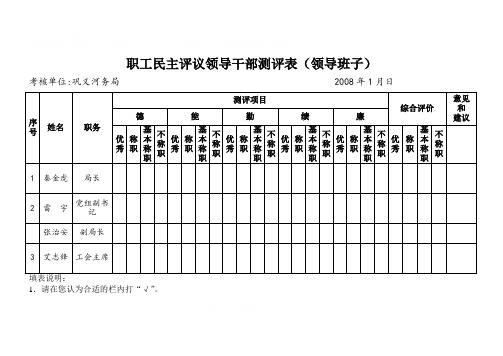 民主评议表【范本模板】