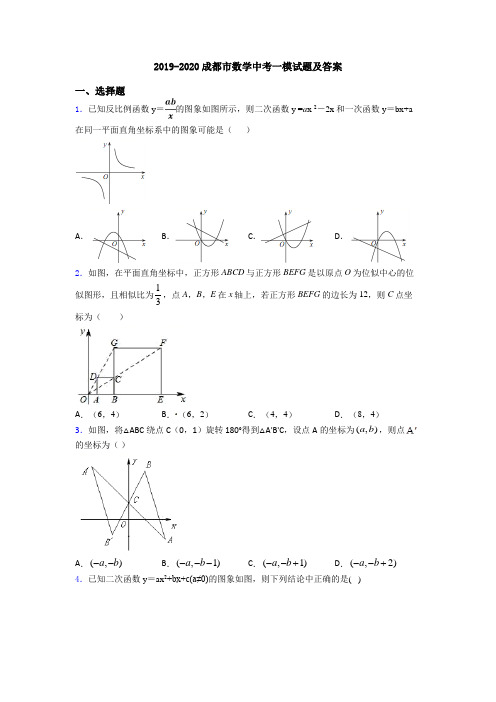 2019-2020成都市数学中考一模试题及答案