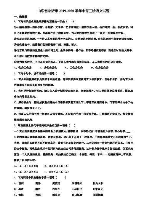 山东省临沂市2019-2020学年中考三诊语文试题含解析