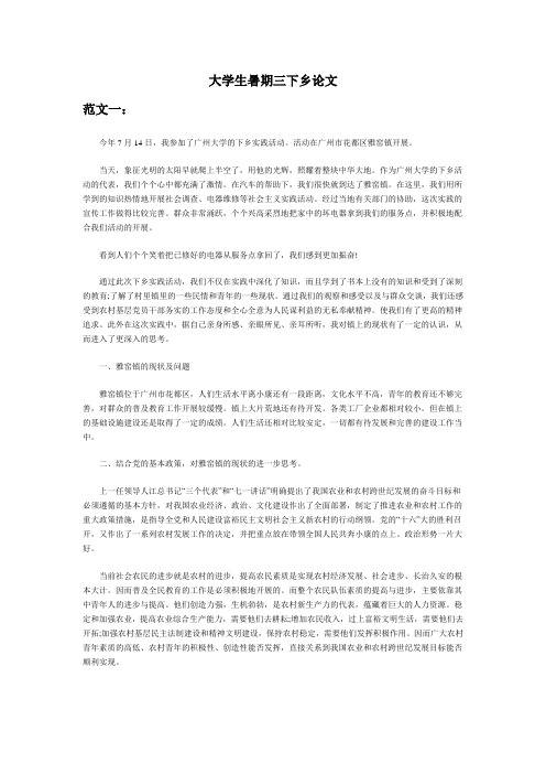 大学生暑期三下乡论文
