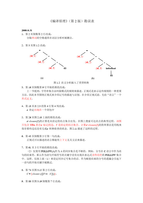 《编译原理》(第2版)勘误表