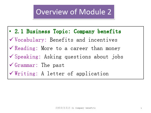 剑桥商务英语 21 Company benefits PPT